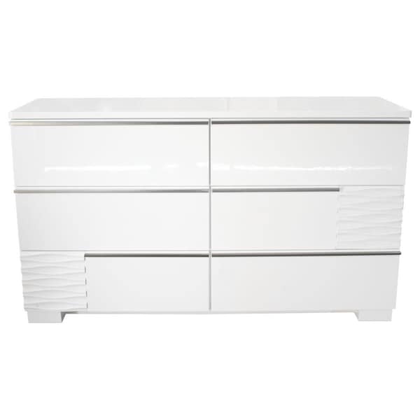 Best Master Furniture Athens White Lacquer Bedroom Dresser Athens Dresser - main